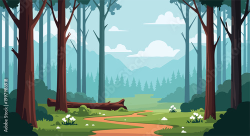 A serene forest scene with a winding path