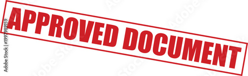 Approved document stamp with red text