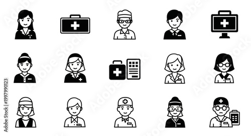 Collection of Medical Professional Icons and Symbols.
