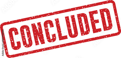 Red 'concluded' stamp illustration