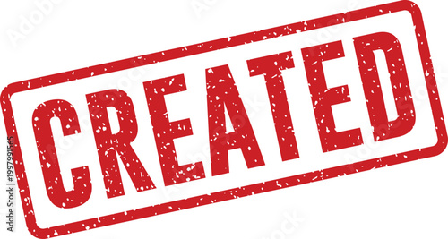 Red 'created' stamp illustration official document marking and validation