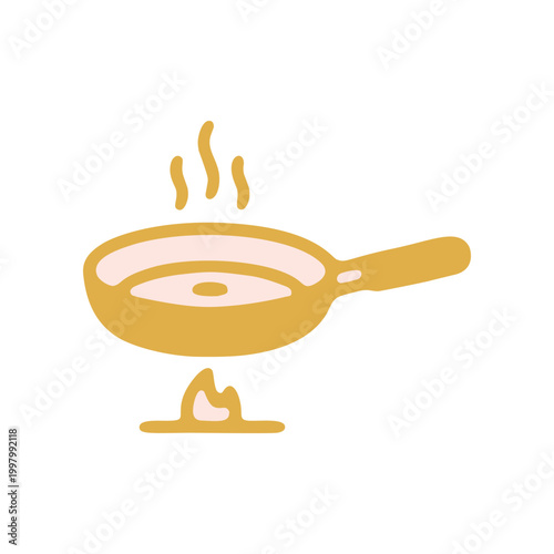 Cooking pan with flames illustration culinary concept for design projects