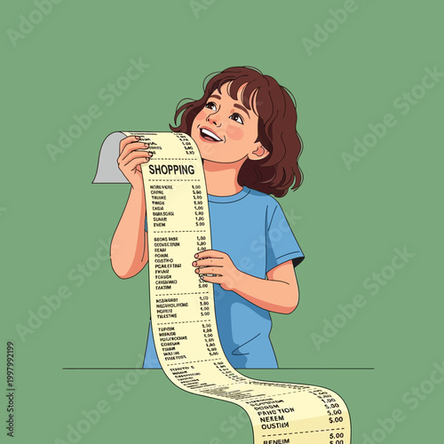 Woman shocked by long grocery receipt