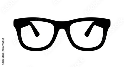 Black Silhouette of Eyeglasses with Clear Lenses.