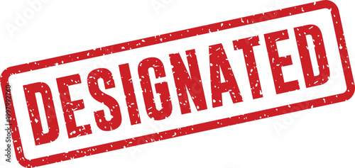 Designated stamp a red ink impression on white background