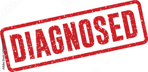 Red 'diagnosed' stamp a symbol of medical assessment and health status