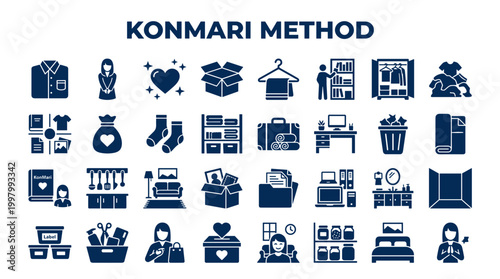 фотографія Konmari Method Organization Icons Set for Decluttering and Tidying Up Home Space