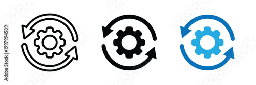Quadro su tela Sync process, settings gear icon representing update, refresh, automation, workflow and process management