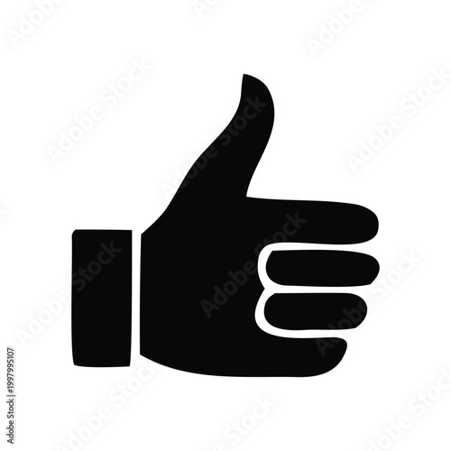 A black silhouette of a hand displaying a thumbs up gesture signifying approval or positive affirmation silhouette high quality professional detailed