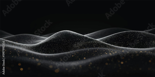 Abstract blue smoke waves and flowing energy lines create a futuristic digital art illustration on a dark black texture background for a soft motion wallpaper design