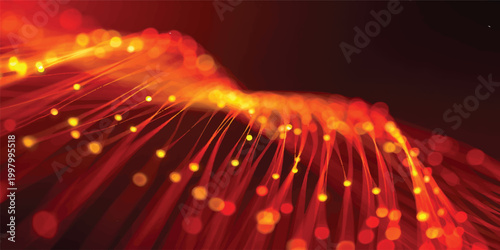 A vibrant celebration of red fireworks explosions creates a bright glowing pattern across the night sky with light motion lines and a festive holiday shine