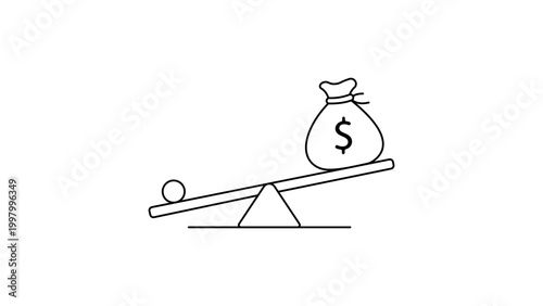 Fotografie Leverage Finance Minimalist Black Line Vector Icon on a White Background Represe