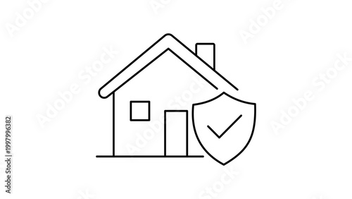 Photos Property Insurance and Home Security Editable Stroke Vector Icon