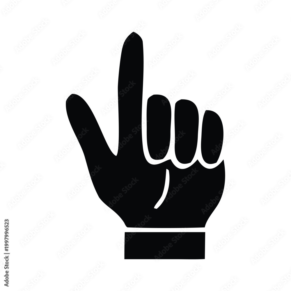 Fototapeta premium A stark black silhouette depicts a hand making a pointing gesture emphasizing direction and focus silhouette high quality professional detailed modern