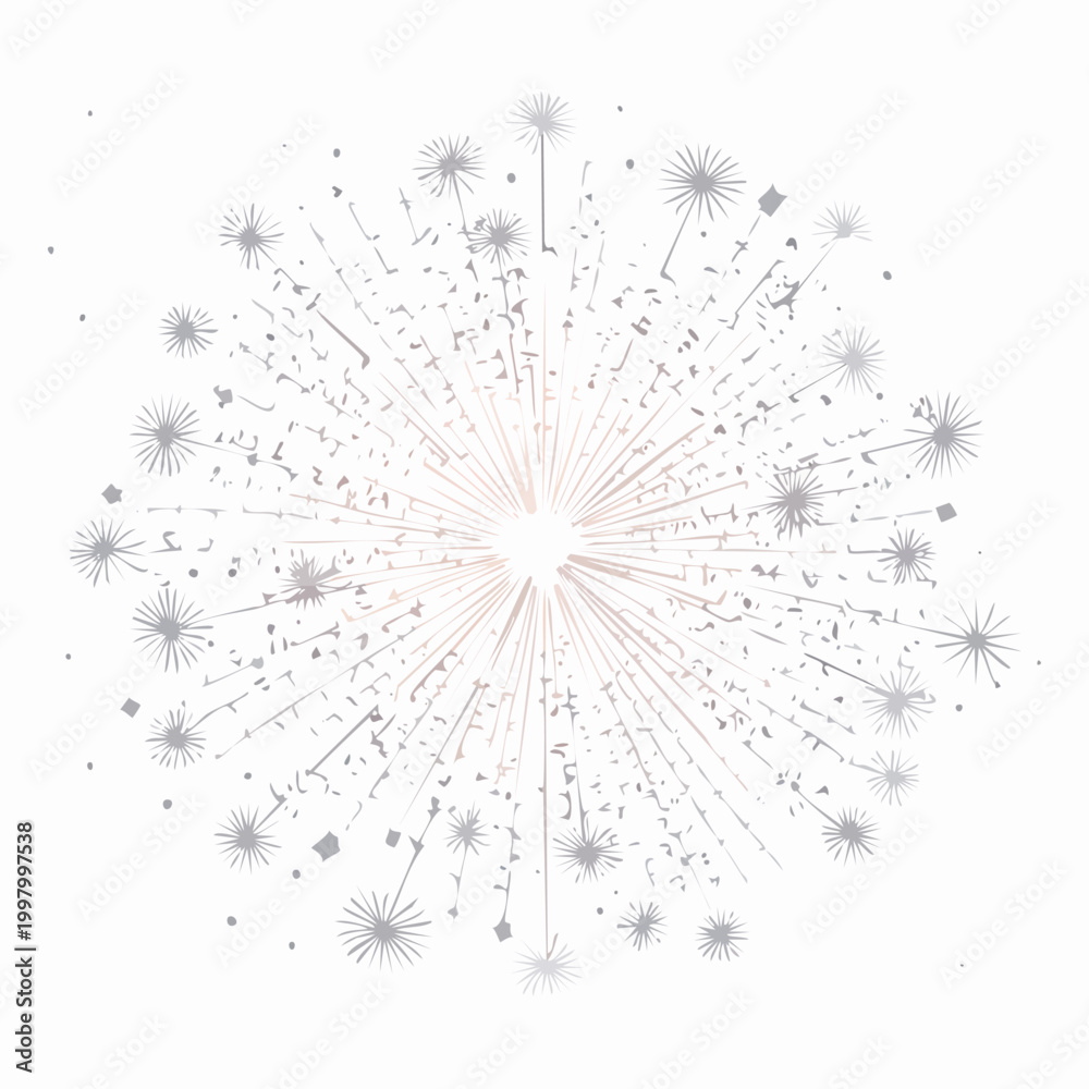 Obraz premium Abstract delicate floral sunburst illustration on white background