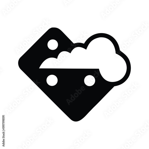 Abstract icon of a stylized train with a cloud symbol on its roof Vector