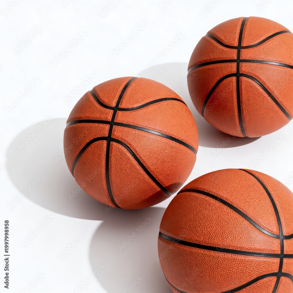 Fototapeta premium Three Orange Basketballs on White Background