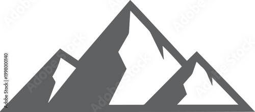 Dark grey mountain peaks silhouette white