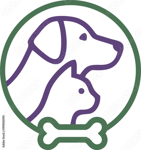  Stylized illustration of a dog and a cat in blue