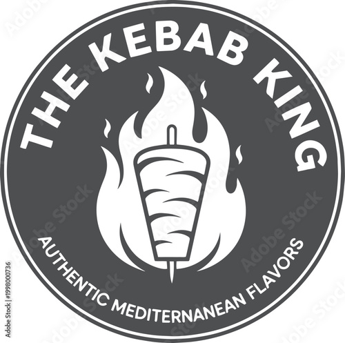 Kebab king with shawarma skewer and flames