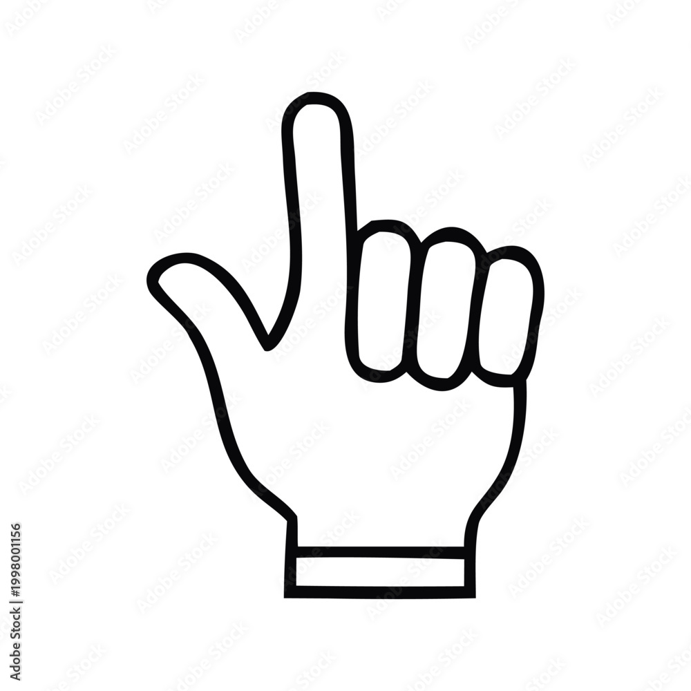 Fototapeta premium A simple black and white image depicts a hand gesture with an extended index finger pointing upwards silhouette high quality professional