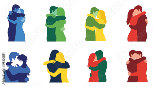 Loving couple embrace tenderly connection intimacy affection relationship happy pair togetherness warm gesture friendly.