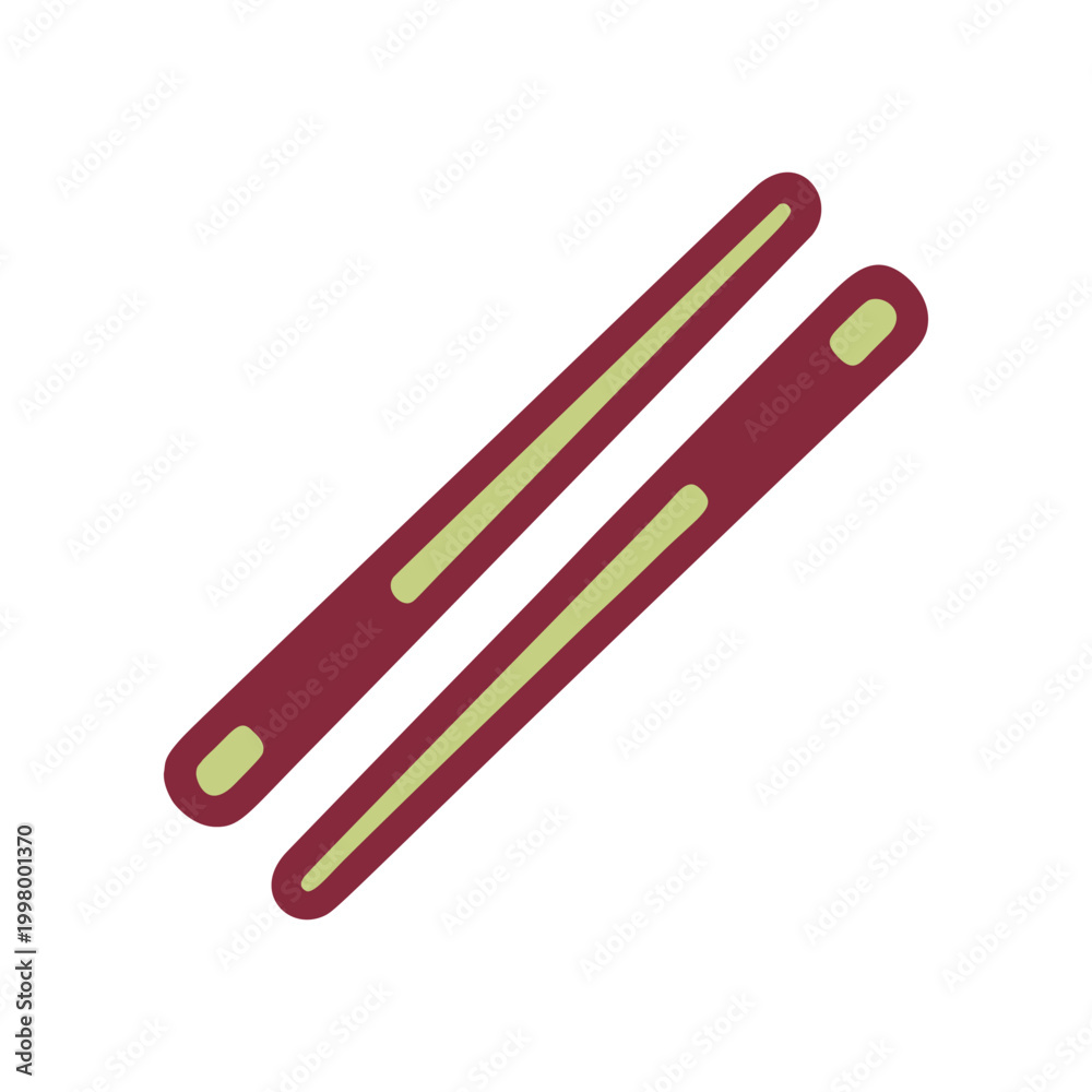 Fototapeta premium Stylized illustration of two diagonal chopsticks on a clean white background