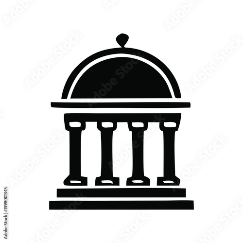 Iconic depiction of a neoclassical architectural structure with columns and dome Vector