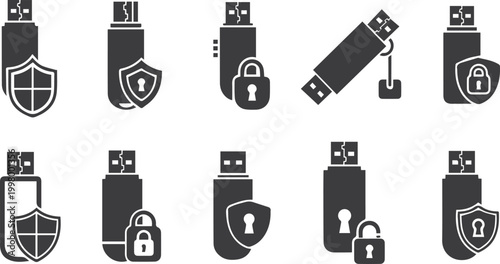 Usb drive security shield and lock