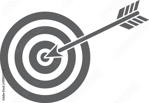Arrow hitting center of dark gray target