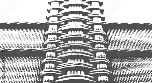 Black and white abstract geometric arches and woven texture