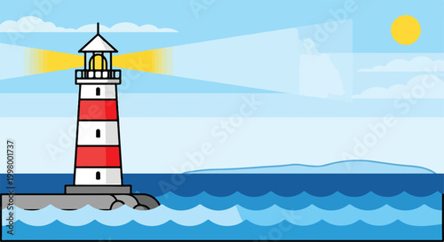 A lighthouse on a rocky outcrop