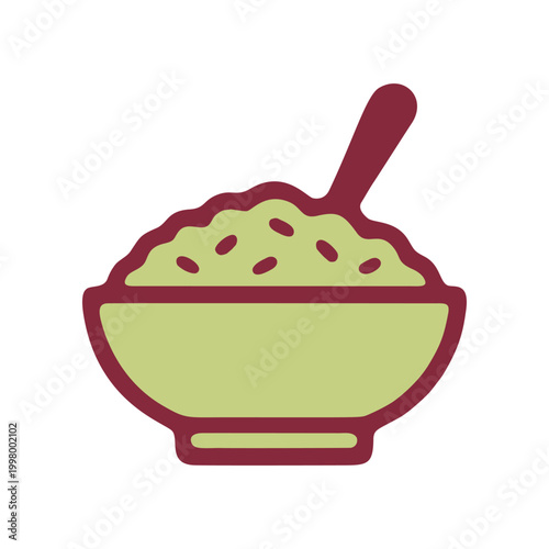 Freshly prepared meal in a bowl with spoon vector illustration