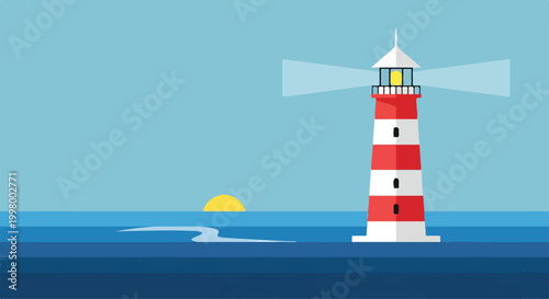 A lighthouse standing on the sea shore