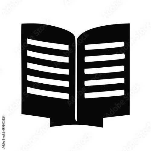 An open book with blank pages is depicted in a stark minimalist design creating a powerful visual impact silhouette high quality