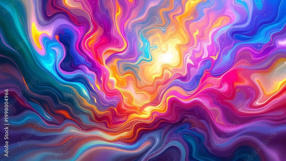 Fototapeta premium Vibrant Abstract Swirls of Colorful Liquid Paint Waves