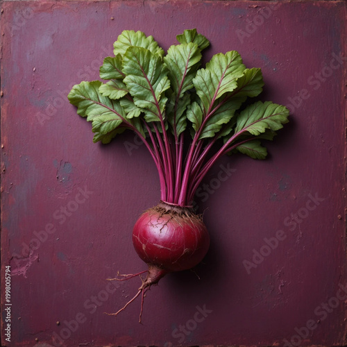 A bunch of beetroot on a dark pink isolated