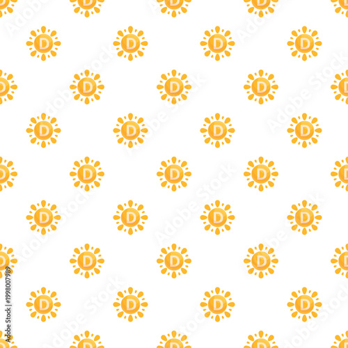 Vitamin d sun icons creating a yellow seamless background pattern for health concepts