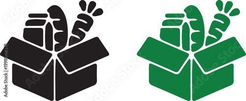 Open box with produce silhouette a fresh delivery concept with fruits and vegetables