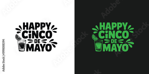 Happy Cinco de Mayo vector illustration with shot glass and lime