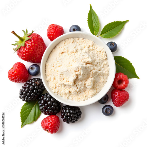 collagen powder with berries for beauty nutrition concept