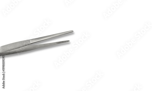 Dressing forceps non toothed surgical instrument close up on white background