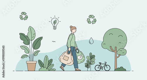 Man walking with eco friendly bag.