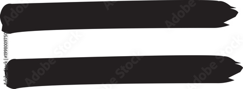 Minimalist hand-drawn equals sign vector, sketchy black ink mathematical symbol for UI design and educational graphics