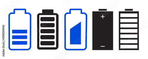 Battery level indicators. Colorful battery charge level icons. Battery power level pictograms in outline style. Battery level indicators. modern vector illustration.