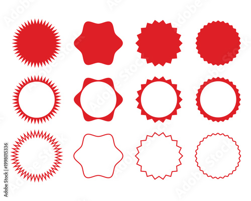 Red blank badges icon collection