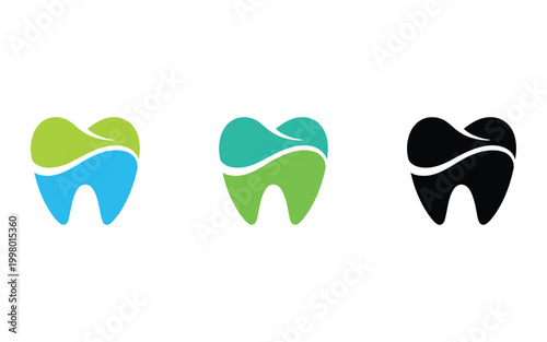 Tooth icon, dental clinic signage, human teeth symbol, blue dentistry design, oral hygiene concept, dentist vector illustration