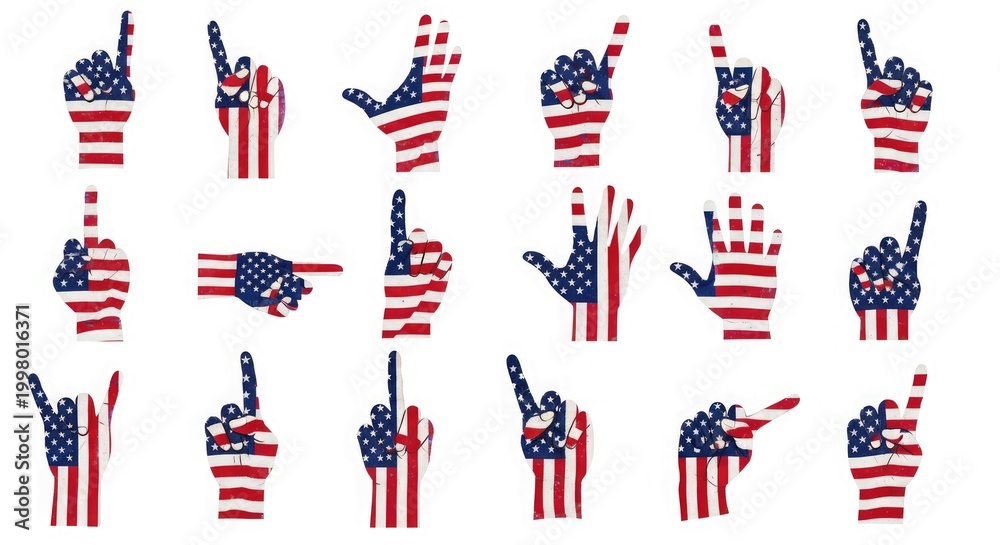 Fototapeta premium Flag day usa patriotic hands forming american flags a celebration of freedom