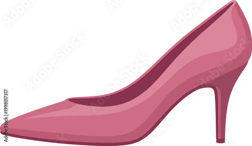 Pink High Heel Shoe on White Background fashion footwear
