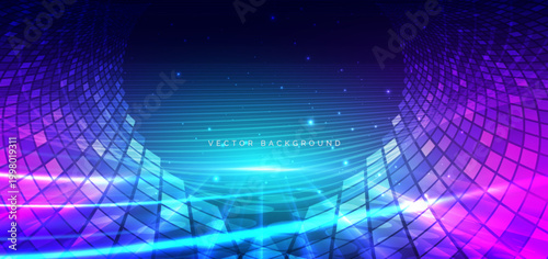 Abstract futuristic background featuring upward square pattern.